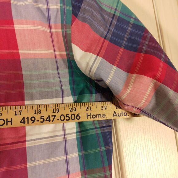 GANT shirt mens L Large Foxhunt plaid multicolor half short sleeve button - Picture 4 of 8